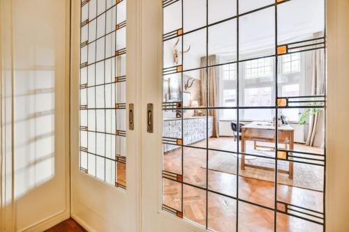 Close up of a glass door