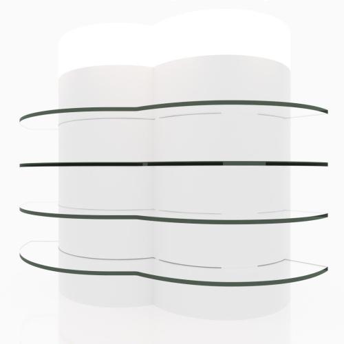 White curve glass shelves