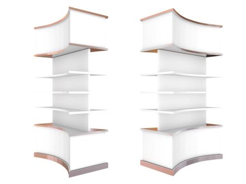 Color white curve shelves